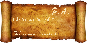 Pántya Anikó névjegykártya