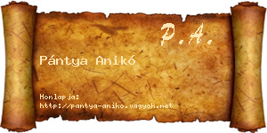 Pántya Anikó névjegykártya